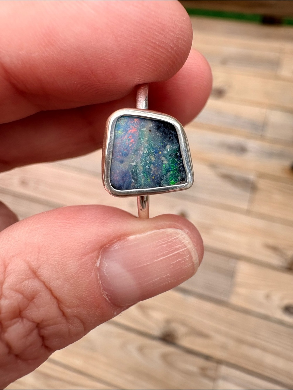 Australia Boulder Opal Ring - Picture 3 of 6